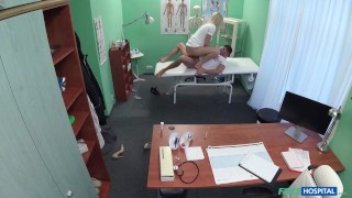 Fake Hospital Patient gets lucky and fucks the HOT BLONDE NURSE